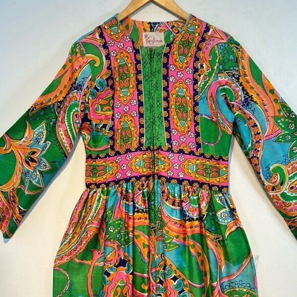 Vintage Keyloun Maxi Dress, Zip Front Size 12. - Picture 4 of 16